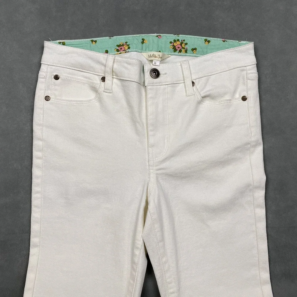 Matilda Jane Slim Straight Floral Waistband Jeans Womens 4 White‎